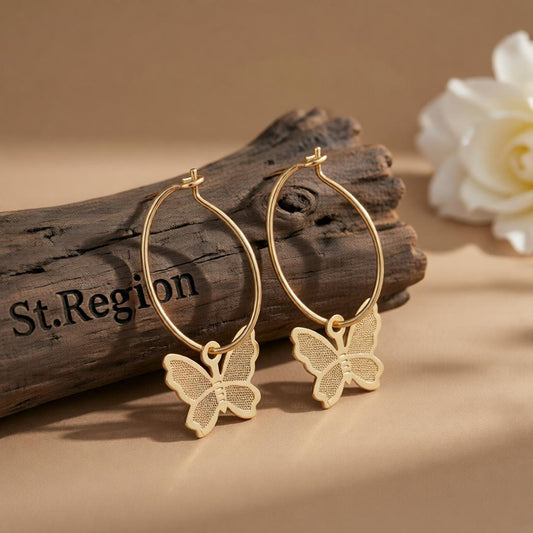 18K Gold-Plated Butterfly Huggie Earrings