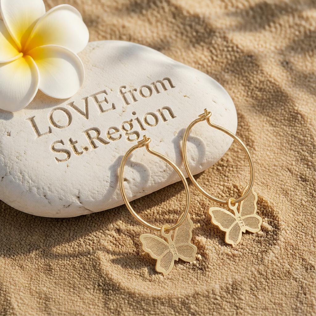 18K Gold-Plated Butterfly Huggie Earrings, gold huggie earrings, dainty minimalist design, lifestyle look