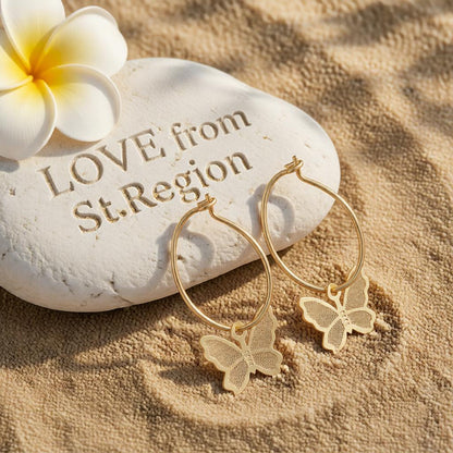 18K Gold-Plated Butterfly Huggie Earrings, gold huggie earrings, dainty minimalist design, lifestyle look