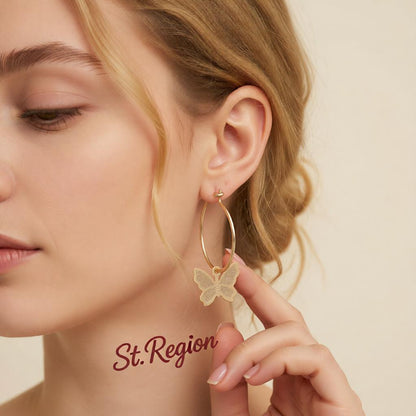 18K Gold-Plated Butterfly Huggie Earrings, gold huggie earrings, dainty minimalist design, styled look