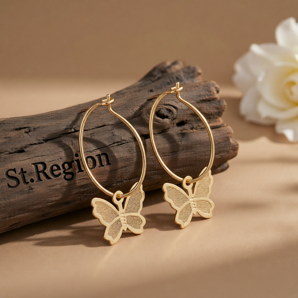 18K Gold-Plated Butterfly Huggie Earrings
