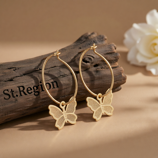 18K Gold-Plated Butterfly Huggie Earrings