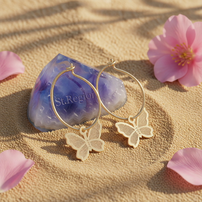 18K Gold-Plated Butterfly Huggie Earrings