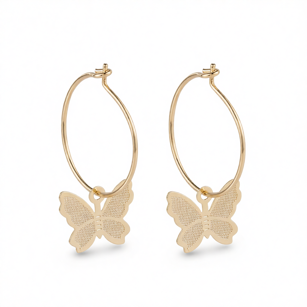 18K Gold-Plated Butterfly Huggie Earrings