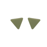 Green Enamel & Silver-Plated Triangle Stud Earrings