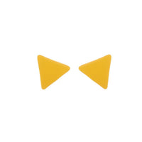 Yellow Enamel & Silver-Plated Triangle Stud Earrings