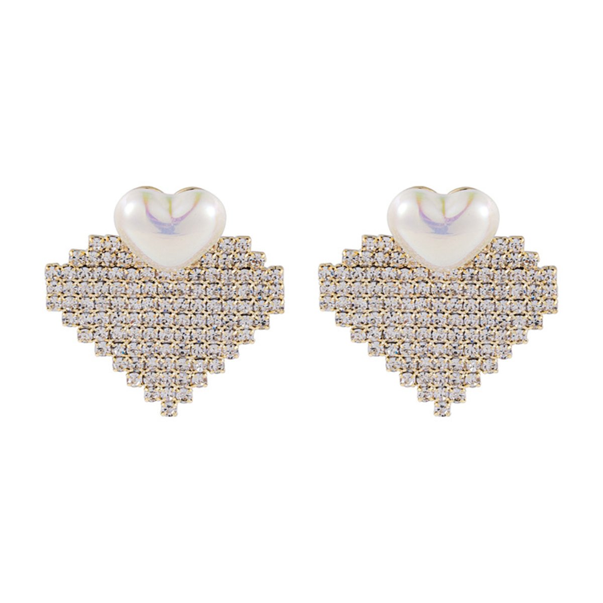 Pearl and 18K Gold-Plated Cubic Zirconia-Accent Heart Drop Earrings, gold drop earrings for women, side view