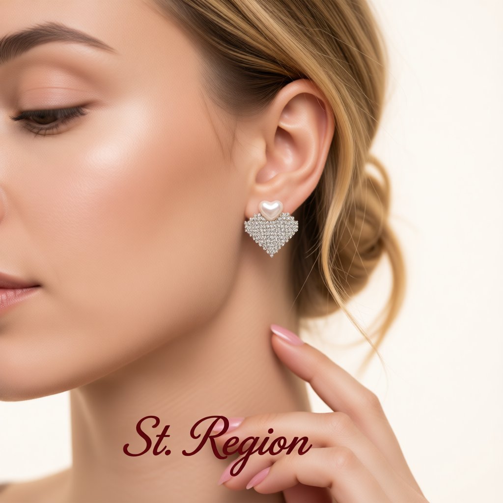 Pearl and 18K Gold-Plated Cubic Zirconia-Accent Heart Drop Earrings, gold drop earrings for women, styled look