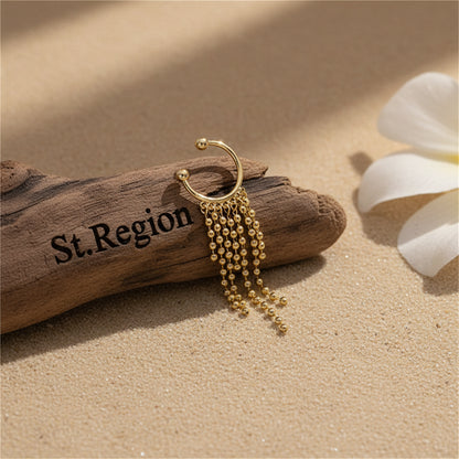 18K Gold-Plated Beaded Tassel Ear Cuff