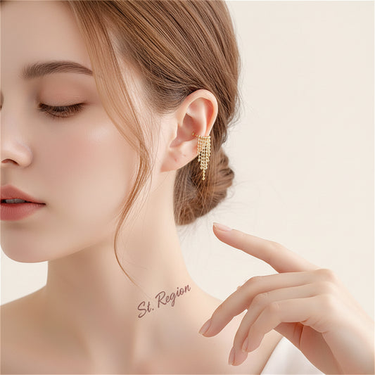 18K Gold-Plated Beaded Tassel Ear Cuff
