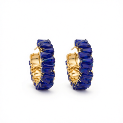 Blue Acrylic & 18K Gold-Plated C-Shape Stud Earrings