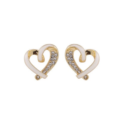 18K Gold-Plated & Cubic Zirconia Open Heart Stud Earring