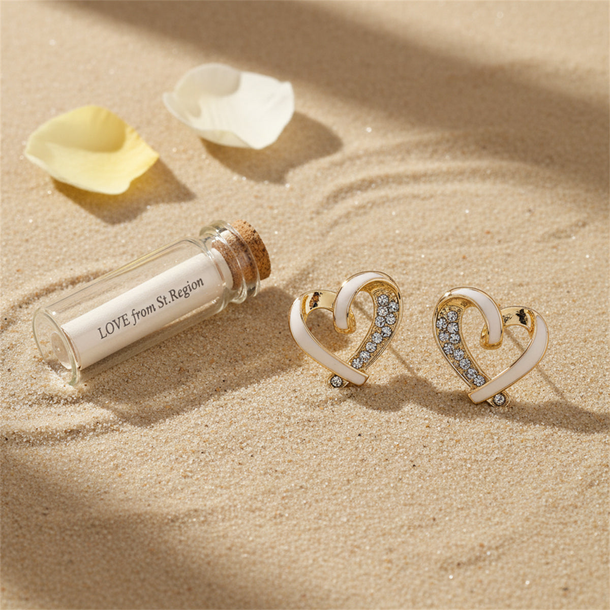 18K Gold-Plated & Cubic Zirconia Open Heart Stud Earring - Street Region