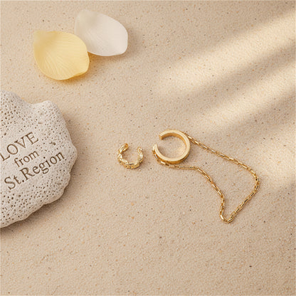 18K Gold-Plated Chain Ear Cuff Set