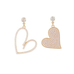 Cubic Zirconia & Pearl 18K Gold-Plated Mismatch Heart Drop Earrings