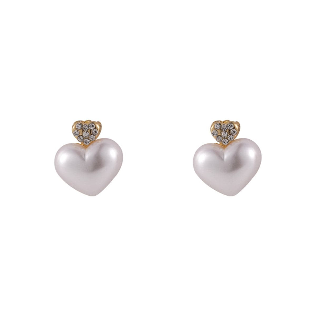 Pearl and Cubic Zirconia Heart Stud Earrings, stud earrings for women, botanical inspired, side view