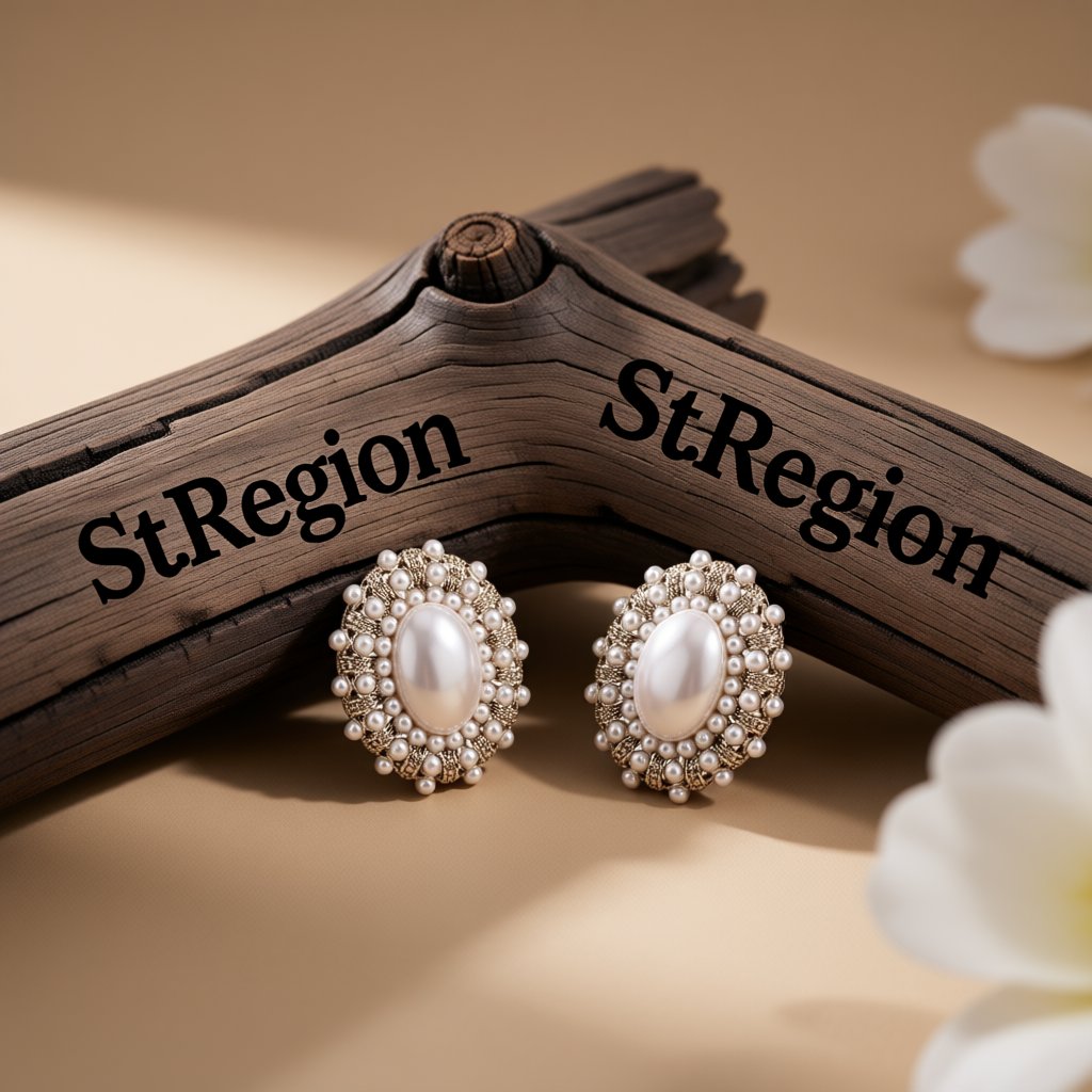 Pearl and Silver-Plated Oval Stud Earrings, silver stud earrings for women, vintage-inspired design, front view