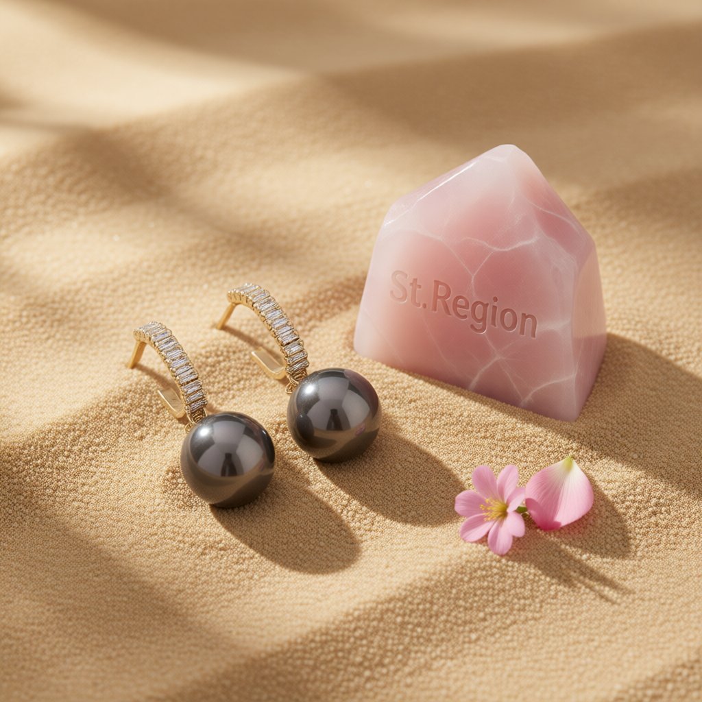 Gray Pearl and 18K Gold-Plated Drop Earrings, gold drop earrings for women, elegant gift for her, detail close-up