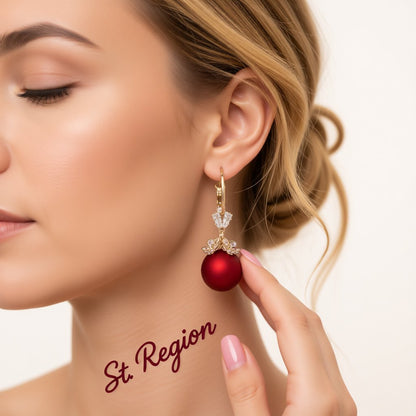 Red Resin and Cubic Zirconia 18k Gold-Plated Flower Huggie Earrings, gold huggie earrings, everyday style, styled look