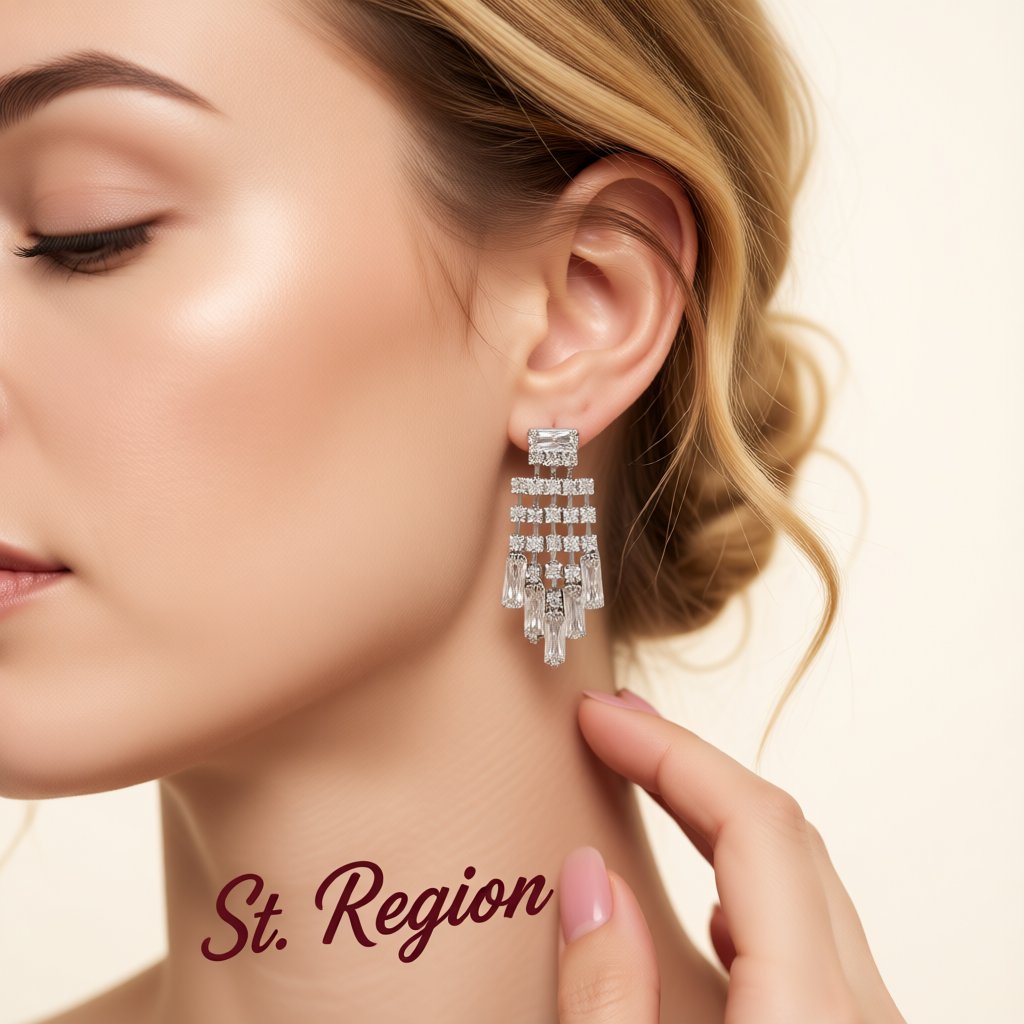 Crystal and Cubic Zirconia Silver-Plated Chandelier Drop Earrings, silver drop earrings for women, styled look