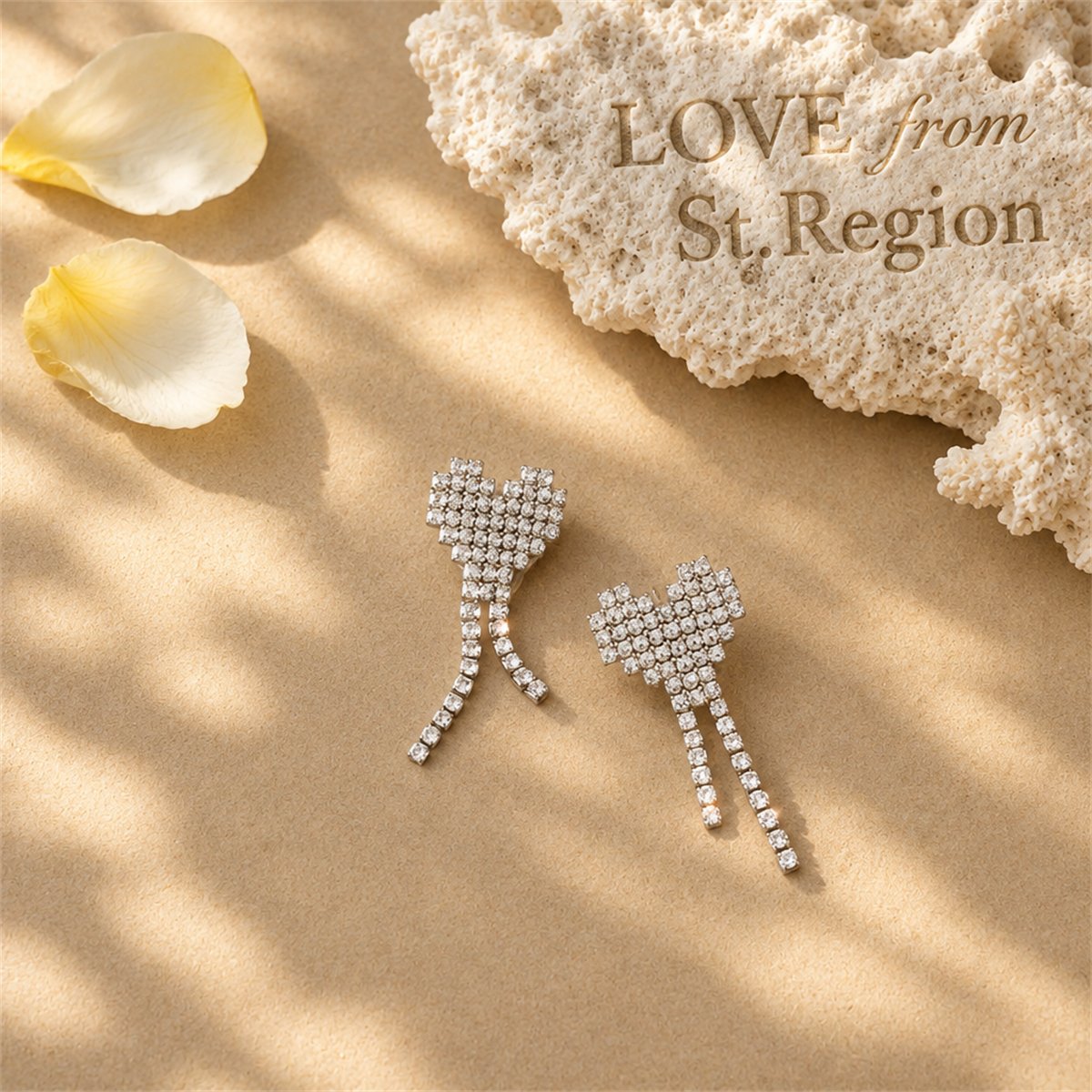 Cubic Zirconia and Silver-Plated Heart Tassel Drop Earrings, silver drop earrings for women, lifestyle look