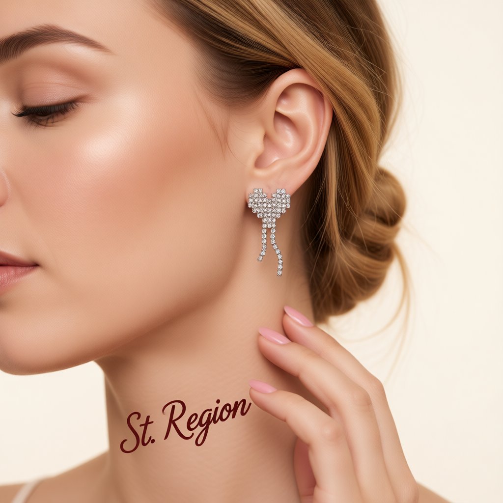 Cubic Zirconia and Silver-Plated Heart Tassel Drop Earrings, silver drop earrings for women, styled look