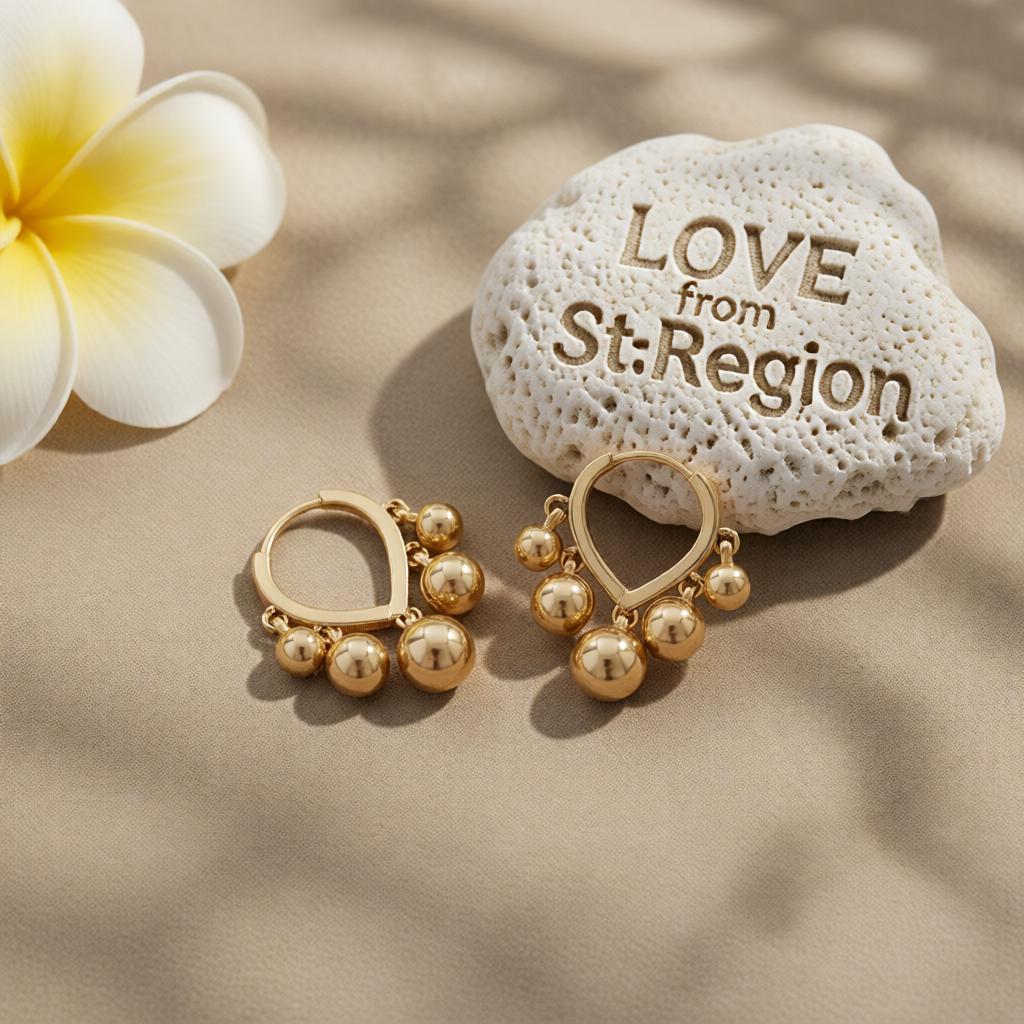 18K Gold-Plated Ball Tassel Teardrop Huggie Earrings, gold huggie earrings, elegant gift for her, lifestyle look