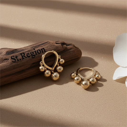 18K Gold-Plated Ball Tassel Teardrop Huggie Earrings