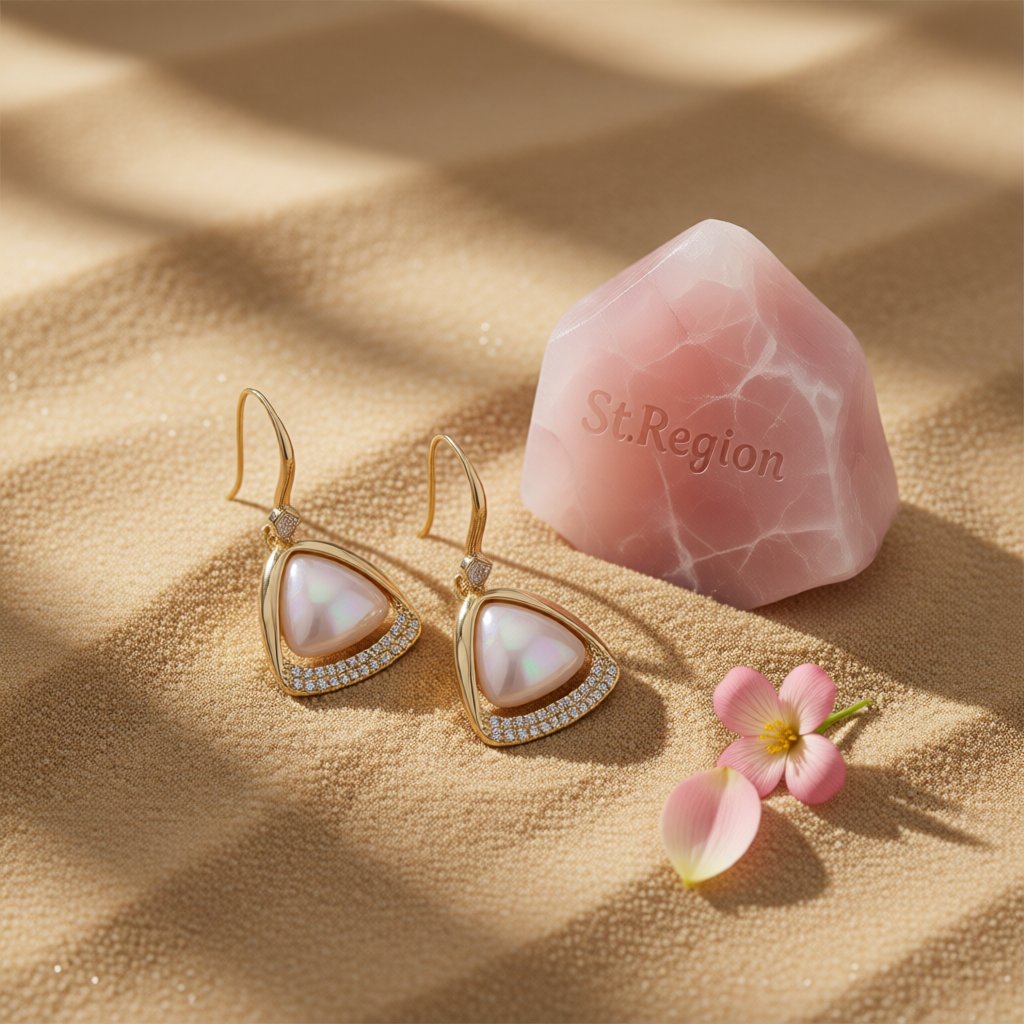 Pearl and Cubic Zirconia 18K Gold-Plated Open-Triangle Drop Earrings, gold drop earrings for women, detail close-up