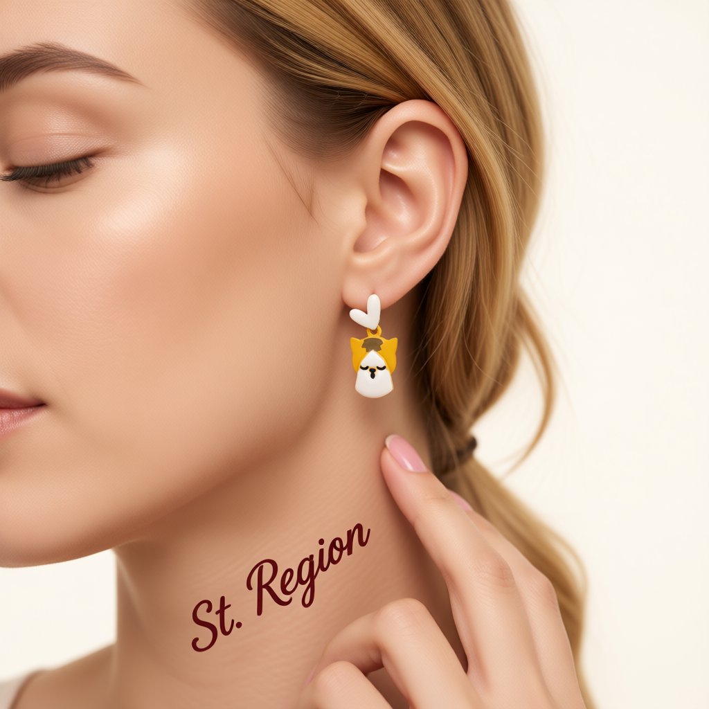 Yellow Enamel and Silver-Plated Cat Paw Dangle Earring, silver drop earrings for women, elegant gift for her, styled look