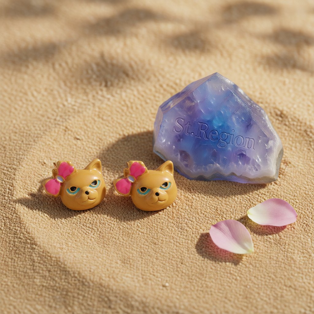 Yellow and Pink Bow Kitty Stud Earrings, stud earrings for women, everyday style, detail close-up
