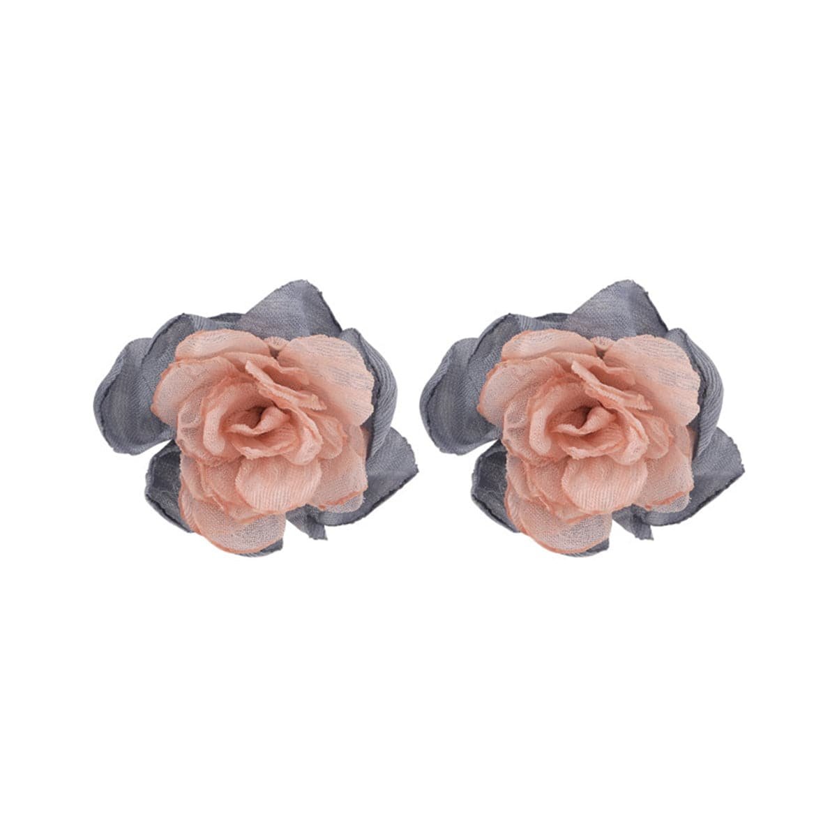 Pink and Blue Chiffon and Silver-Plated Flower Stud Earrings, silver stud earrings for women, everyday style, side view