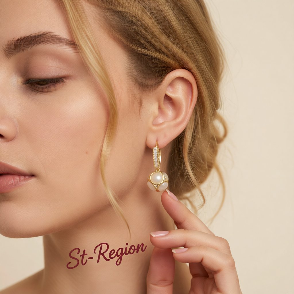 Cat's Eye and Cubic Zirconia 18K Gold-Plated Ball Drop Earrings, gold drop earrings for women, styled look