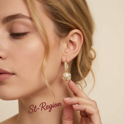 Cat's Eye and Cubic Zirconia 18K Gold-Plated Ball Drop Earrings, gold drop earrings for women, styled look