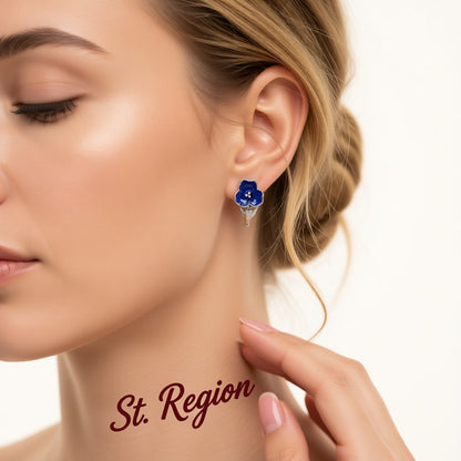 Blue and Silver-Plated Flower and Bird Drop Earrings, silver drop earrings for women, everyday style, styled look