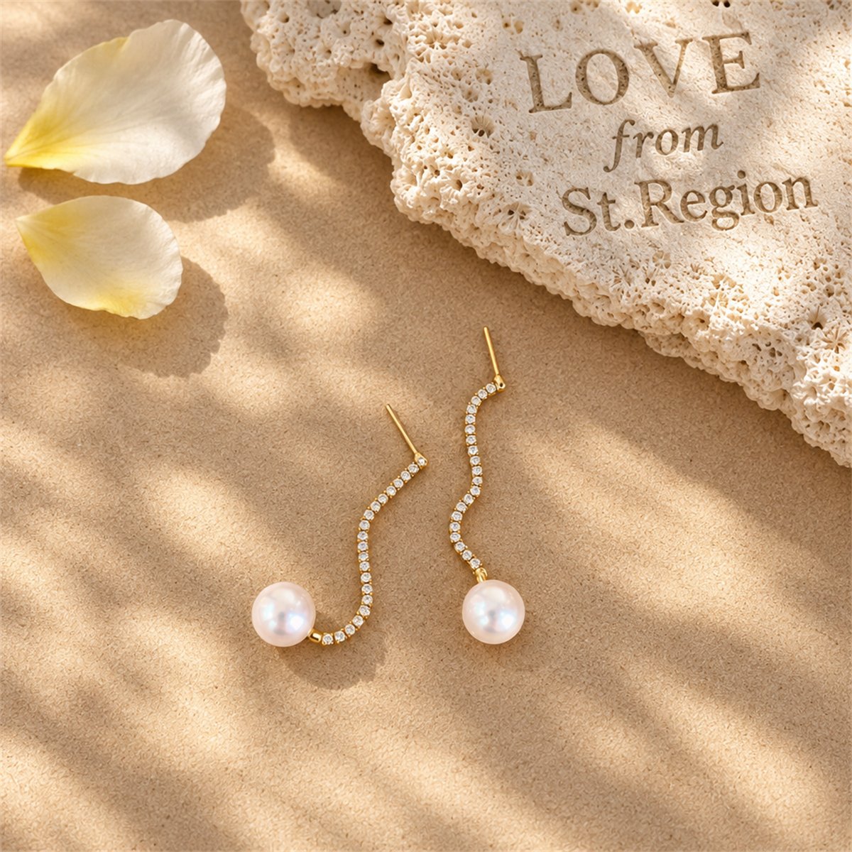 Cubic Zirconia and Pearl Linear Drop Earrings, drop earrings for women, dainty minimalist design, lifestyle look