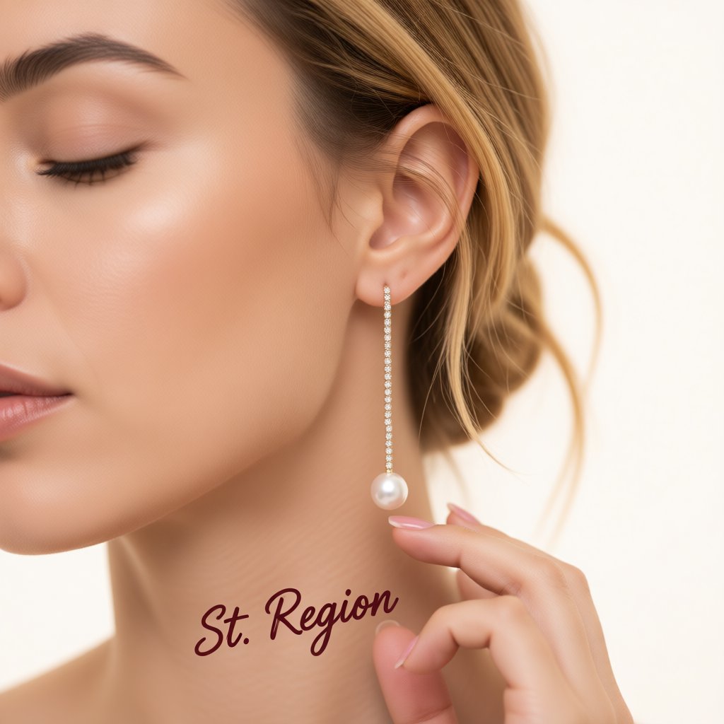 Cubic Zirconia and Pearl Linear Drop Earrings, drop earrings for women, dainty minimalist design, styled look