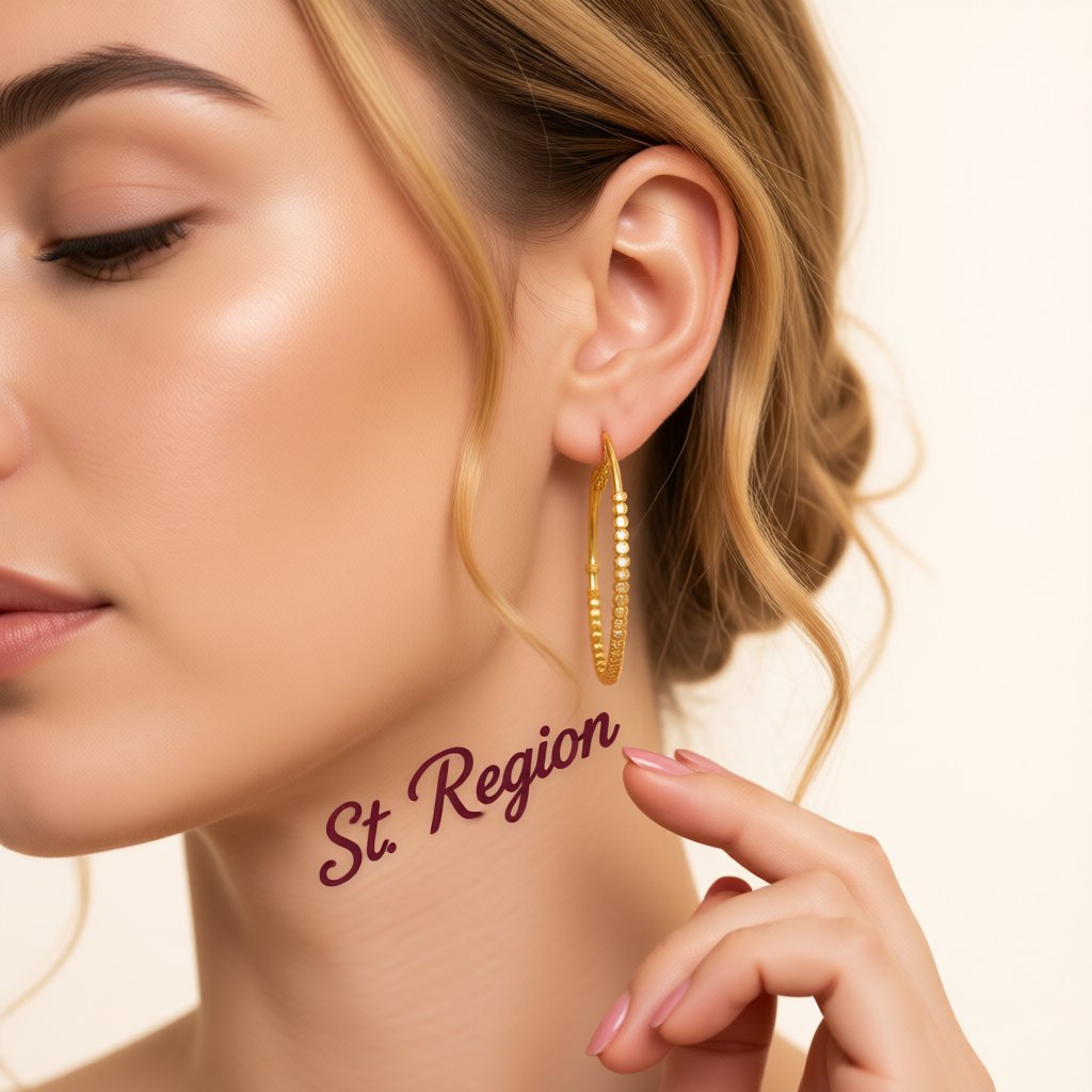 18K Gold-Plated Cube Beaded Hoop Earrings, gold hoop earrings for women, everyday style, styled look