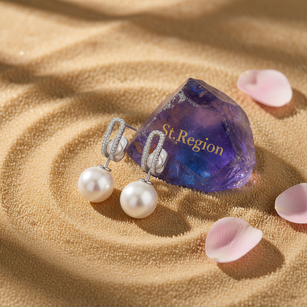 Cubic Zirconia & Pearl Silver-Plated Curve Drop Earrings