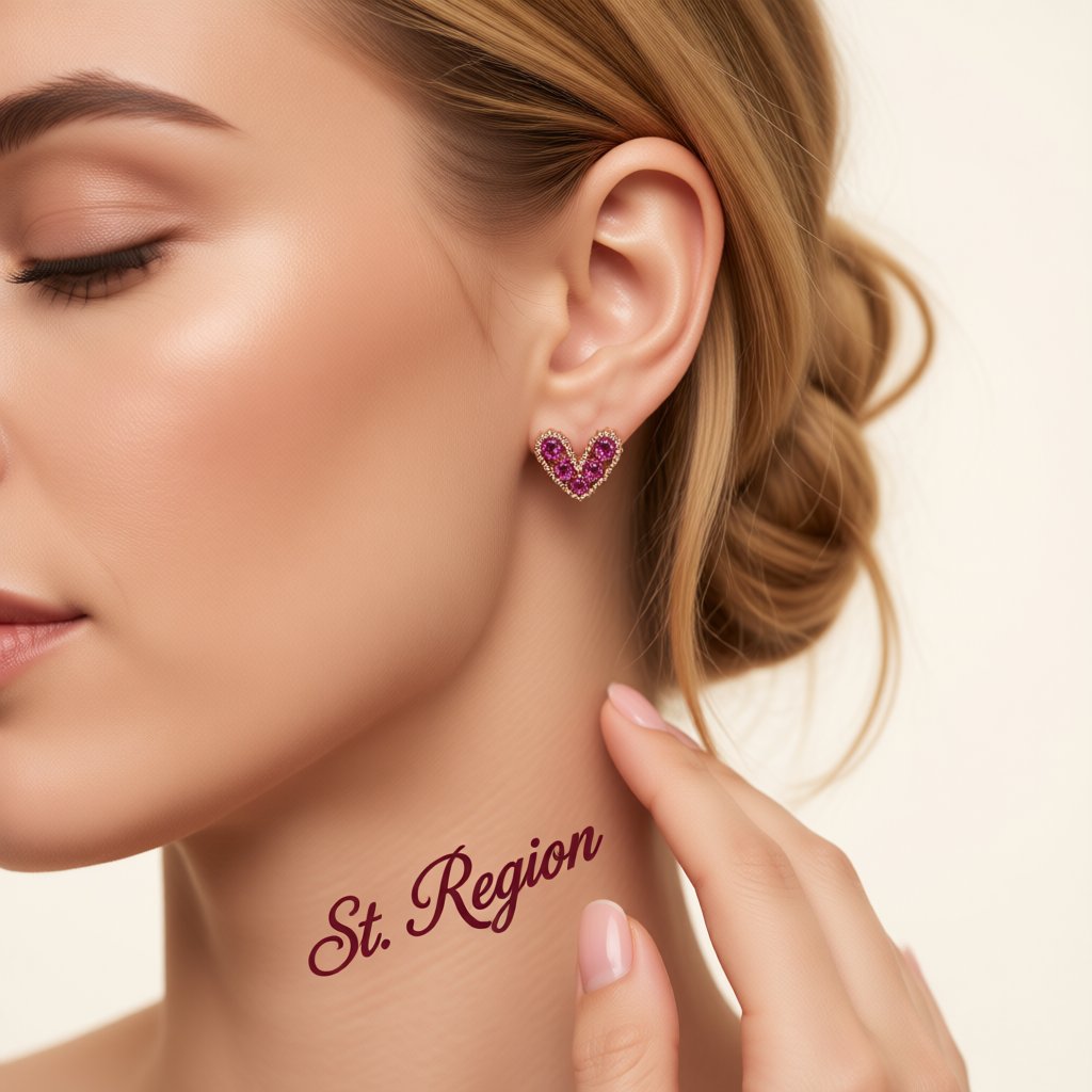 Pink Cubic Zirconia and 18K Gold-Plated Heart Stud Earrings, gold stud earrings for women, elegant gift for her, styled look