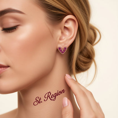 Pink Cubic Zirconia and 18K Gold-Plated Heart Stud Earrings, gold stud earrings for women, elegant gift for her, styled look