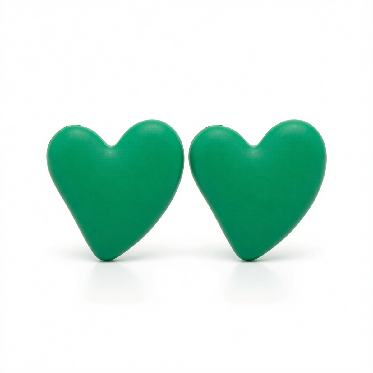 Green Acrylic & Silver-Plated Heart Stud Earrings