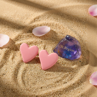 Pink Acrylic & Silver-Plated Heart Stud Earrings