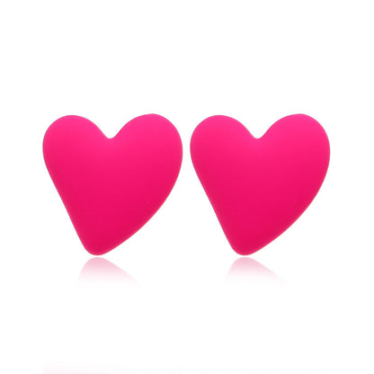 Rose Acrylic & Silver-Plated Heart Stud Earrings