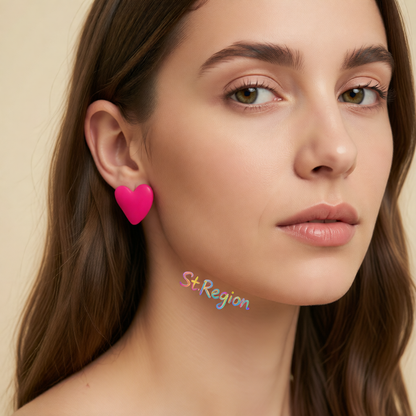 Rose Acrylic & Silver-Plated Heart Stud Earrings