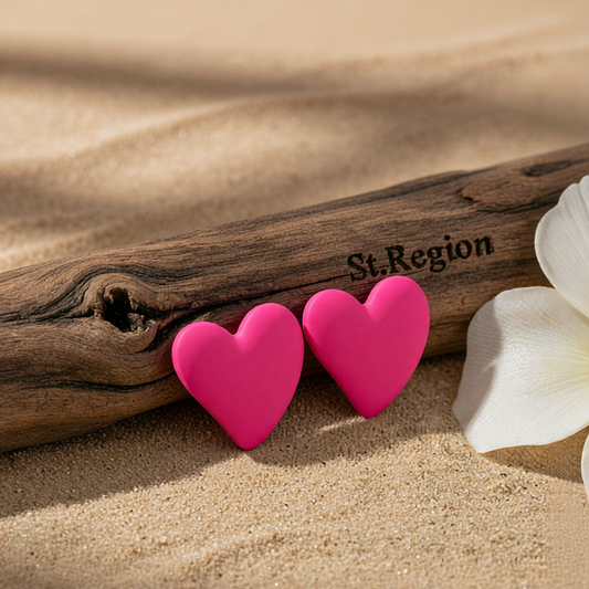 Rose Acrylic & Silver-Plated Heart Stud Earrings