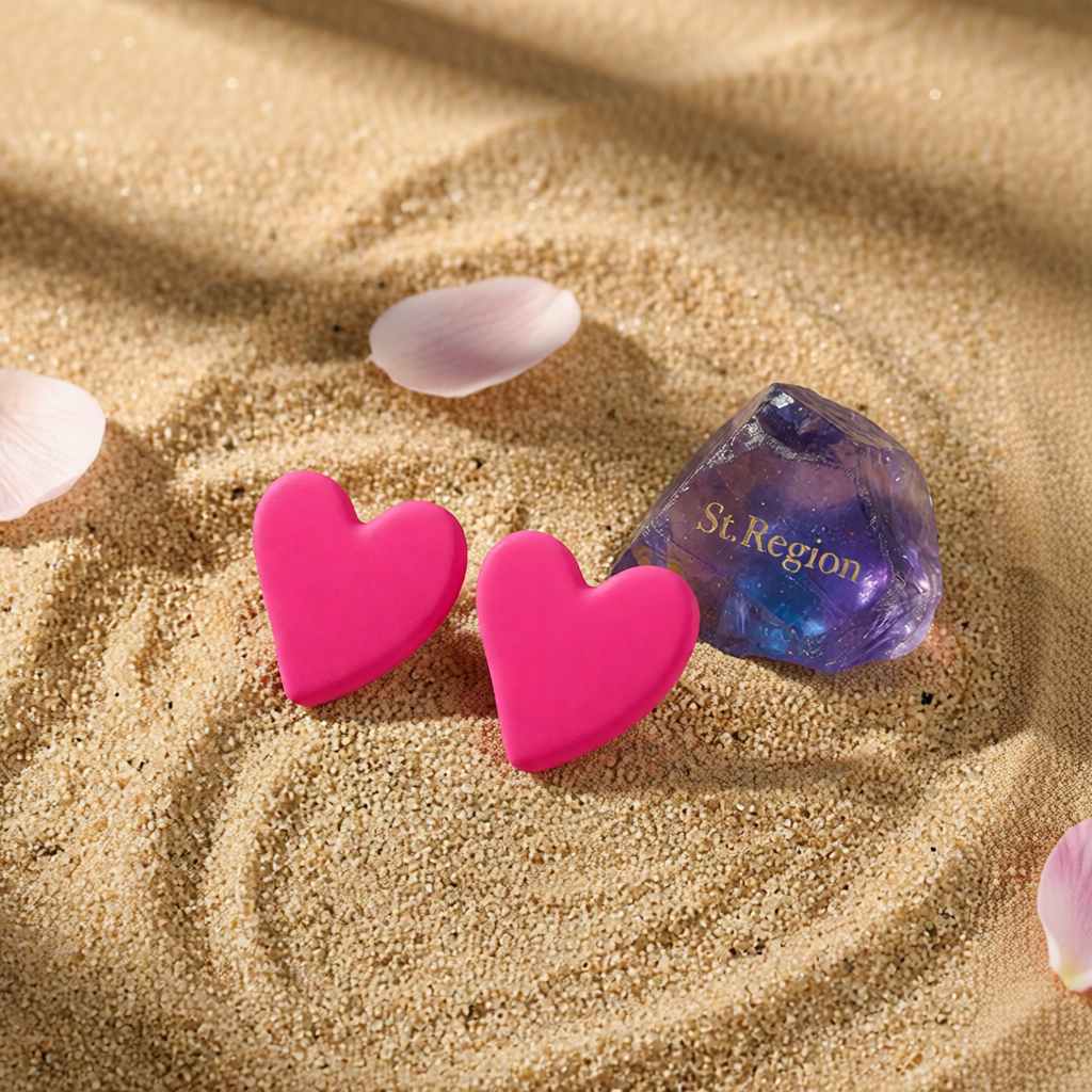 Rose Acrylic & Silver-Plated Heart Stud Earrings