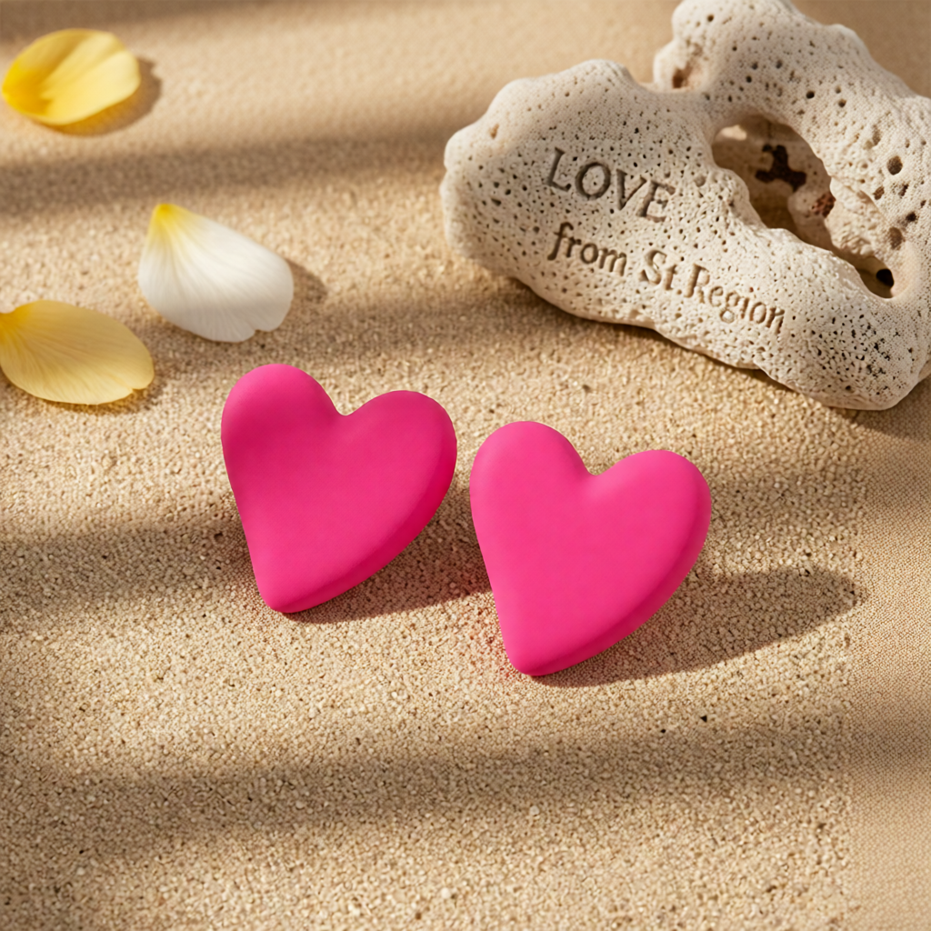 Rose Acrylic & Silver-Plated Heart Stud Earrings