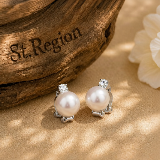 Pearl & Cubic Zirconia Round Huggie Earrings