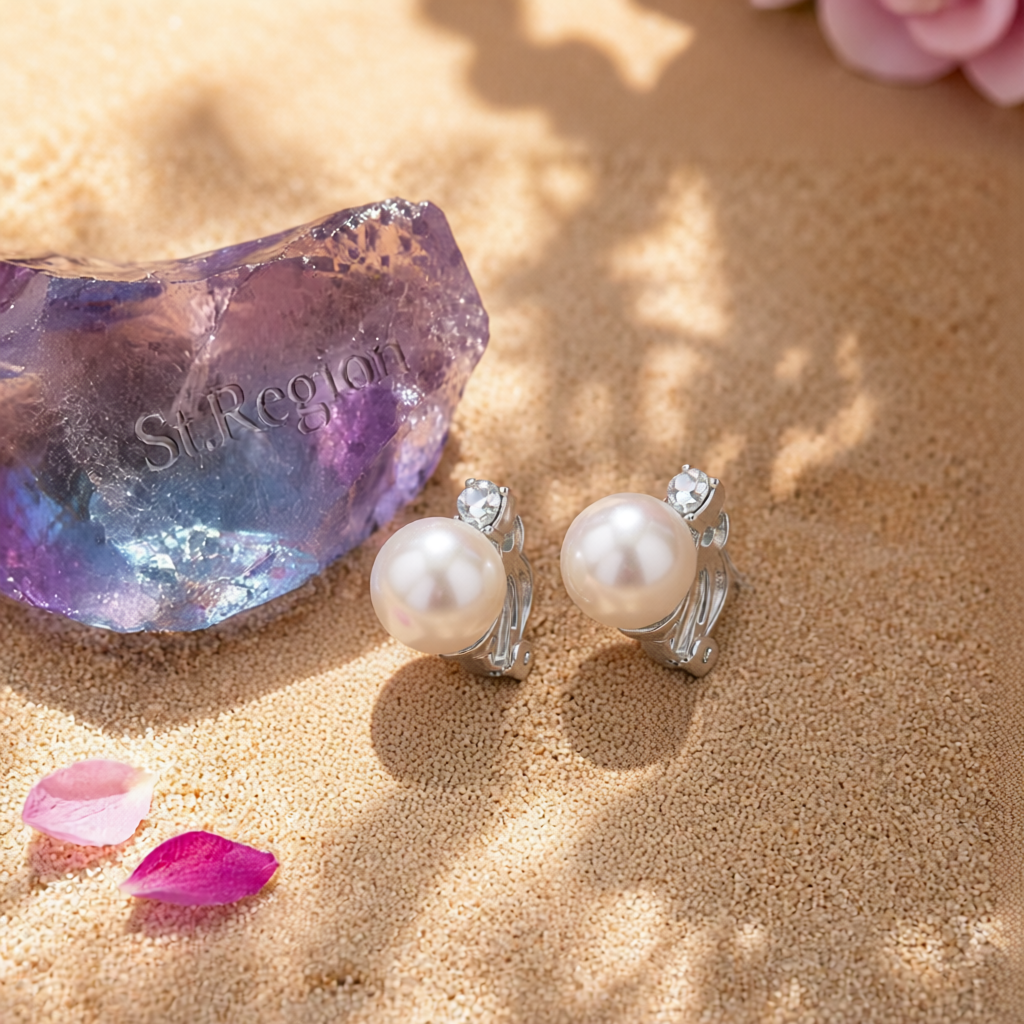 Pearl & Cubic Zirconia Round Huggie Earrings